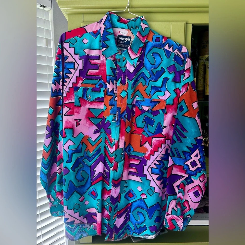 Vintage Wrangler Multicolor Shirt - Picture 1 of 6
